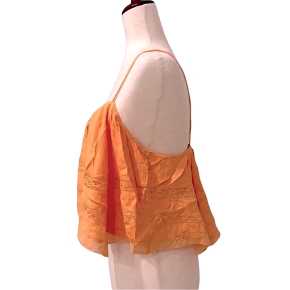 Free People Home Again Cami Size Medium Orange Lace Tank Top New with Tags - Picture 2 of 11